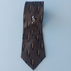 Walt Disney World Hidden Mickey Mouse Silk Necktie Brown Geometric Pattern